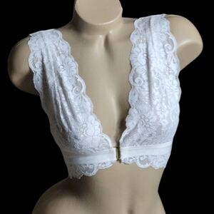 Free People HAH Got Ur Back Bra White Lace Bridal Wedding Romantic Coquette